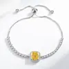 Pulsera Cuadrada Princess de Diamante de Alto Carbono para Mujer Moda Transfronteriza Simple Lujo Ligero Versátil Incrustaciones Joyería Cortada Flor de Hielo