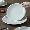 Nuevo Set de Vajilla de Cerámica para Uso Doméstico, Fresco Set de Cuencos y Platos con Relieve, Platos Fáciles de Limpiar, Cuencos Antideslizantes, Cuencos de Cerámica Blanca Pura
