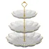 Mesa de Postres de Lujo Transparente Resistente a Roturas por Mascotas Bandeja de Dulces Multicapa Chapada en Oro Bandeja de Frutas Mesa de Pasteles y Bocadillos para Fiesta de Banquete