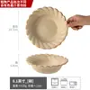 Juego de cuenco y plato rústico de cerámica para una sola porción, vajilla de cerámica para el hogar al por mayor, cuencos de arroz, platos y vajilla de estilo vintage para restaurantes, en stock
