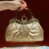 Nova Bolsa Feminina com Strass Elegante Bolsa com Alça de Corrente Bolsa Transversal Bolsa de Festa de Luxo Leve