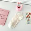 Calcetines Finos de Verano Naranja Rosa para Mujer Calcetines de Barco Algodón Transpirable Boca Baja Calcetines Cortos Estilo Japonés Amor Diamante Boca de Burbuja Encaje
