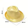 Sombrero de jazz con lentejuelas para adultos y niños, sombrero de actuación de jardín de infantes estilo británico, sombrero de ala ancha con lentejuelas para actuaciones de baile