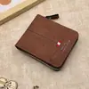 Cartera corta de cuero esmerilado transfronteriza, retro, gran capacidad, múltiples ranuras para tarjetas, monedero para hombre con cremallera, superventas en Amazon