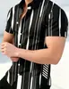 Camisa casual de verano para hombre con manga corta y estampado geométrico, top de corte holgado, camisa de manga corta transfronteriza para hombre