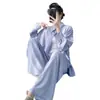 Muzhen Silk 26º Aniversário Novo Estilo Minimalista Conjunto de Pijama de Algodão e Seda Camisa de Manga Longa Feminina Roupa de Casa Fina Respirável de Alta Qualidade