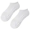Meias esportivas masculinas com sola atoalhada, antibacterianas, resistentes a odores, absorventes de suor, meias curtas até a panturrilha, meias de algodão de cor sólida, adequadas para todas as estações, modelos preto e branco