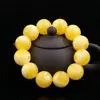 Pulsera de cera de abejas amarilla con aceite de pollo y miel blanca nueva para hombres y mujeres, cuentas redondas de barril, pulsera de cera de abejas antigua, cuentas de Buda, regalo de cumpleaños