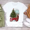 Comercio exterior moda caricatura estampado de alce de Navidad moda europea y americana holgada talla europea camiseta de mujer