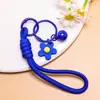 Lanyard para Teléfono de Flor de Goma Macaron, Llavero de Flor Pequeña con Cascabel, Colgante para Bolso Tejido, Accesorios Pequeños Hechos a Mano para DIY