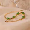 Pulsera Trenzada de Jaspe Natural Plata de Ley S925 Chapada en Oro con Jade Hetian Pulsera Elegante de Lujo Ligero Pulsera Versátil para Mujer