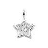 Pingente de Estrela de Cinco Pontas Cravejado com Diamantes Mini 5mm Prata de Lei S925 Pingente de Estrela de Prata Lisa Corda Trançada com Contas DIY Pulseira de Cristal