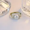 Novo Anel de Zircônia de Alta Qualidade, Estilo Cool Coreano, Elegante, Anel de Pérola Natural com Diamante de Luxo para Mulheres