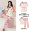 Pijama de algodón para mujer, verano, manga corta, con almohadilla en el pecho, estilo coreano, prenda exterior, traje de casa fino de verano para mujer