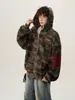 Sudadera con capucha y cremallera de marca de moda estilo americano, estilo pareja, moda urbana, genial y casual, corte holgado, chaqueta con cremallera retro de camuflaje