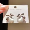 "Su Hua Zhu Yao" Pendientes de Flor de Zircón y Perla Gota de Agua de Aguja de Plata Pendientes Sencillos de Moda Accesorios de Oreja Versátiles Personalizados