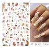 Fornecimento Transfronteiriço Adesivo de Cola para Unhas Estilo Ins Ondulação Abstrata Flor Natural Folha Decalque de Simulação para Unhas