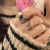 Nuevo anillo de cuentas hecho a mano con piedra natural de corte original estilo chino estilo antiguo sentido avanzado serie Maillard anillo dulce fresco anillo