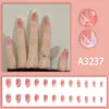 Fresco de Primavera Temperamento Geométrico Dulce Suave Francés Semi-Oblicuo Arte de Uñas Corto 24 Piezas Parche de Uñas Usable