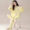 Pijama de mujer para primavera y otoño con almohadilla en el pecho de algodón manga larga 2024 nuevo traje de ropa para el hogar para damas venta al por mayor