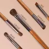 Set de 5 Brochas para Sombras de Ojos de Pelo de Poni con Estuche de Cuero, Set de Brochas de Maquillaje Portátil, Brochas Profesionales para Ojos con Pelo Animal Natural