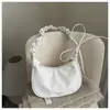 Bolso de Nube Plegado con Cordón Nuevo Simple Coreano Bolso de Hombro Cruzado Estilo Deportivo Casual Bolso de Mano de Nailon de Nicho