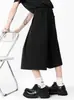 Pantalones Cortos Cropped Negros Cool-Touch para Hombre, Marca de Moda, Estilo de Verano Delgado, Corte Holgado, Sensación de Alta Gama, Plisados, Rectos, Pierna Ancha, Casual