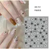Adesivos de Arte para Unhas Flor de Cinco Pétalas Preto e Branco com Base Adesiva Plana, Versátil e Fresco Pequena Flor Preto e Branco Adesivos DIY para Unhas Estilo Dh