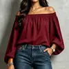 Enviado. Sitio independiente de Amazon nuevo estilo europeo y americano sexy hombros descubiertos elástico holgado camisa de manga larga