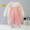 Macacão de Bebê Outono Tardio e Inverno 0 a 1 Ano 3 Bebê Menina Roupas Infantis Roupas com Forro de Fleece 2 Dropshipping