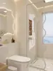 Mampara de baño onda de agua mampara de ducha pintura al óleo sobre cristal inodoro separación húmedo-seco pantalla de baño de olas