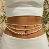Corrente de Cintura com Pingente de Concha do Mar Europeia e Americana Cross-Border Temu Mais Vendida para Férias na Praia Corrente Corporal de Pérola e Concha para Mulheres Venda por Atacado
