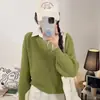 Suéter Falso de Dos Piezas para Mujer, Otoño e Invierno, Diseño Retro Perezoso, Estilo de Nicho, Cuello Polo, Top de Punto Trenzado