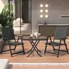 Combinación de Mesa y Sillas para Exteriores, Mesa de Té Impermeable y a Prueba de Sol para Patio, Mesa de Vidrio para Puesto al Aire Libre, Silla Plegable Portátil