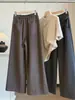 Novos Calças de Lã de Cintura Alta Wide Leg Outono/Inverno 2026 Feminino Soltas Emagrecimento Formato Pera Casuais Retas Longas