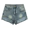 Shorts Ultra Cortos de Mezclilla Lavada y Desgastada 'Pure Desire' para Mujer, Estilo Chica Caliente de Verano, Cintura Alta Elástica, Corte Ajustado, Ceñidos al Cuerpo, Hot Pants de Pierna Recta