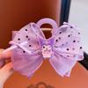 Clip de lazo de malla de doble cara Sanrio para niña, elegante clip de tiburón grande, horquilla para el cabello Sweet Cullomi