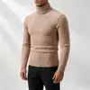 Outono Inverno Novo Suéter Masculino Gola Alta Slim Fit Malha Trançada Pulôver Moda Jovem Casual Camada Base