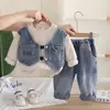 Nueva Colección Primavera/Otoño 2026: Elegante conjunto de dos piezas de chaleco de mezclilla para niños de 1 a 6 años, con diseño de patchwork