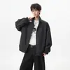 Jaqueta de gola alta desconstruída estilo americano, unissex, tendência outono high-street, jaqueta de voo cool e estilosa, jaqueta coach de corte solto