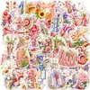 Acuarela Floral Órganos Internos Humanos y Esqueleto Anatomía Pegatinas Creativas 50 Piezas Impermeables para Diario y Tableta Venta al por Mayor Transfronteriza