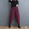 Pantalones de pana morados estilo Harlan radish para mujer, talla grande, forro polar grueso, cintura elástica, nuevos para primavera, otoño e invierno 2024