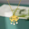Novo Jinqi Moda Nacional Pingente de Carpa Dourada Feminino Fechadura Xiangyun Novo Estilo Nacional Chinês Esmalte Dourado Colar Ruyi Palácio