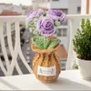 Amazon Transfronteiriça Produtos Acabados Crochê à Mão Vaso de Rosa Margarida Pote de Lã Flor Simulada Bonsai de Mesa Atacado