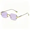 Nuevas Gafas de Sol de Moda sin Marco con Borde Cortado, Gafas de Sol Estilo Urbano Personalizadas, Gafas de Sol Metálicas Cuadradas Transfronterizas Europeas y Americanas para Mujer