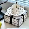 Conjunto de Xícara e Pires de Café de Alto Valor Jardim Francês Caneca Cerâmica Chá da Tarde para Meninas Presente de Aniversário Presente de Acompanhamento
