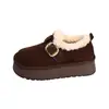 Zapatos de algodón cálidos de una pieza peludos gruesos de felpa sin cordones para mujer 2026 invierno nuevo suela gruesa completamente cerrados botas de nieve Birkenstock
