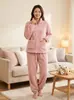 Pijama com Gola Alta Outono e Inverno Novas Roupas de Casa Terno Espesso Gola Alta Pode Ser Usado Fora Pijama com Zíper Terno Quente para Mulheres