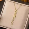 Collar de Acero de Titanio con Colgante Largo de Concha en Forma de Corazón Estilo Transfronterizo para Mujer, Cadena para Clavícula Versátil y Exquisita con Circonita Microincrustada