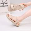 Sandalias de tiras planas de cuero genuino, estilo occidental, moda de verano 2024, nuevas, sencillas, con suela suave, punta abierta, zapatos de playa con tiras cruzadas